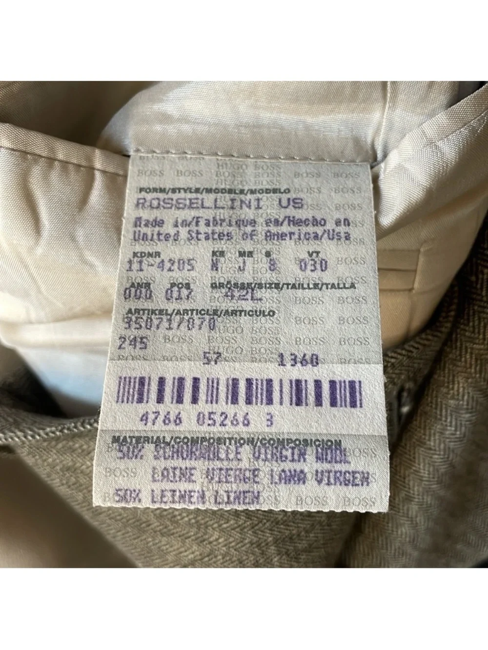 HUGO BOSS Wool Linen Herringbone Blazer.  Men’s 42L.